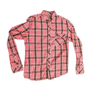 Monarchy men's long sleeve button down shirt size large‎ pink Plaid